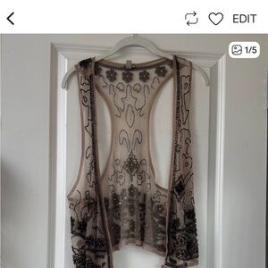 Sheer Beaded Sleeveless Top